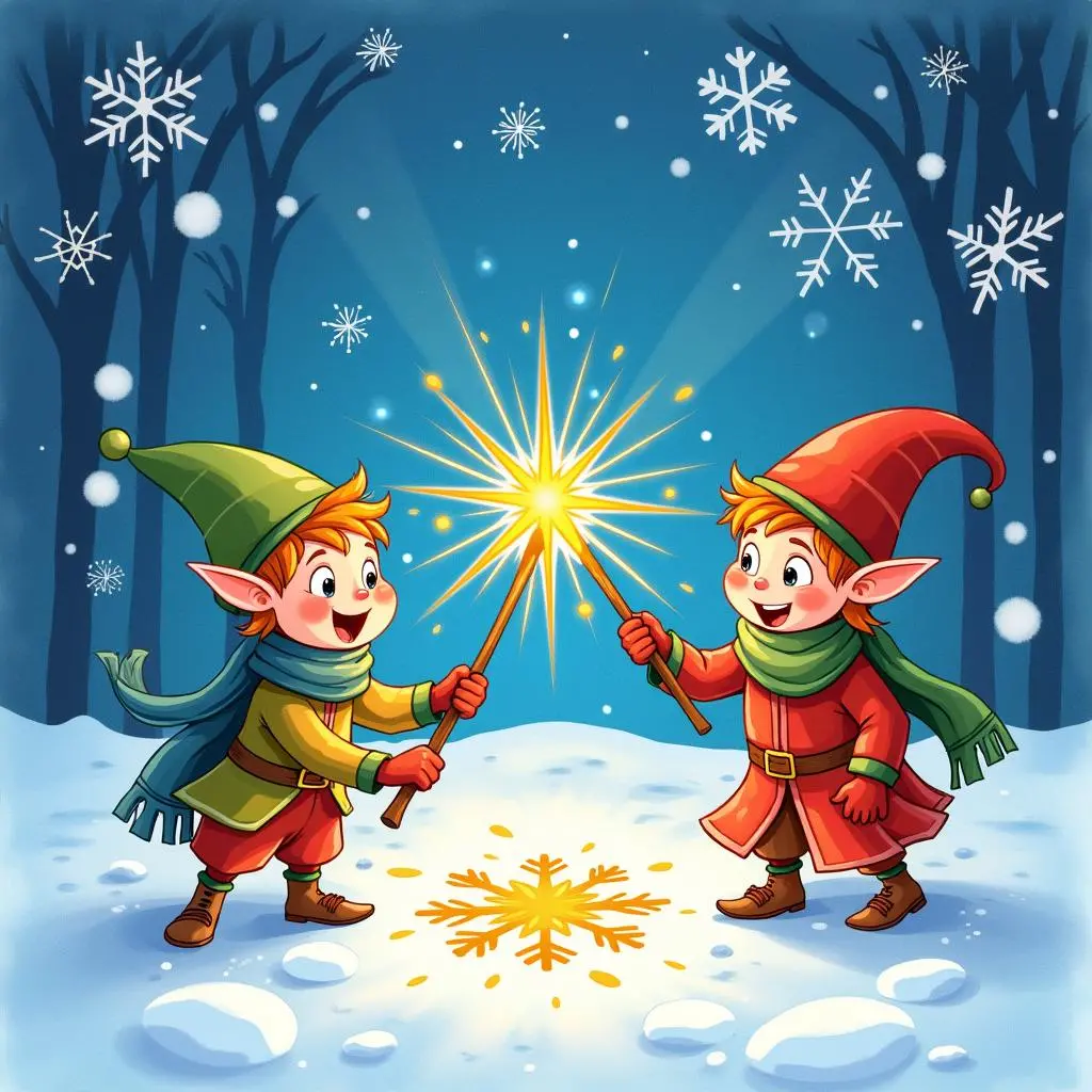 雪花精灵挥动魔法棒