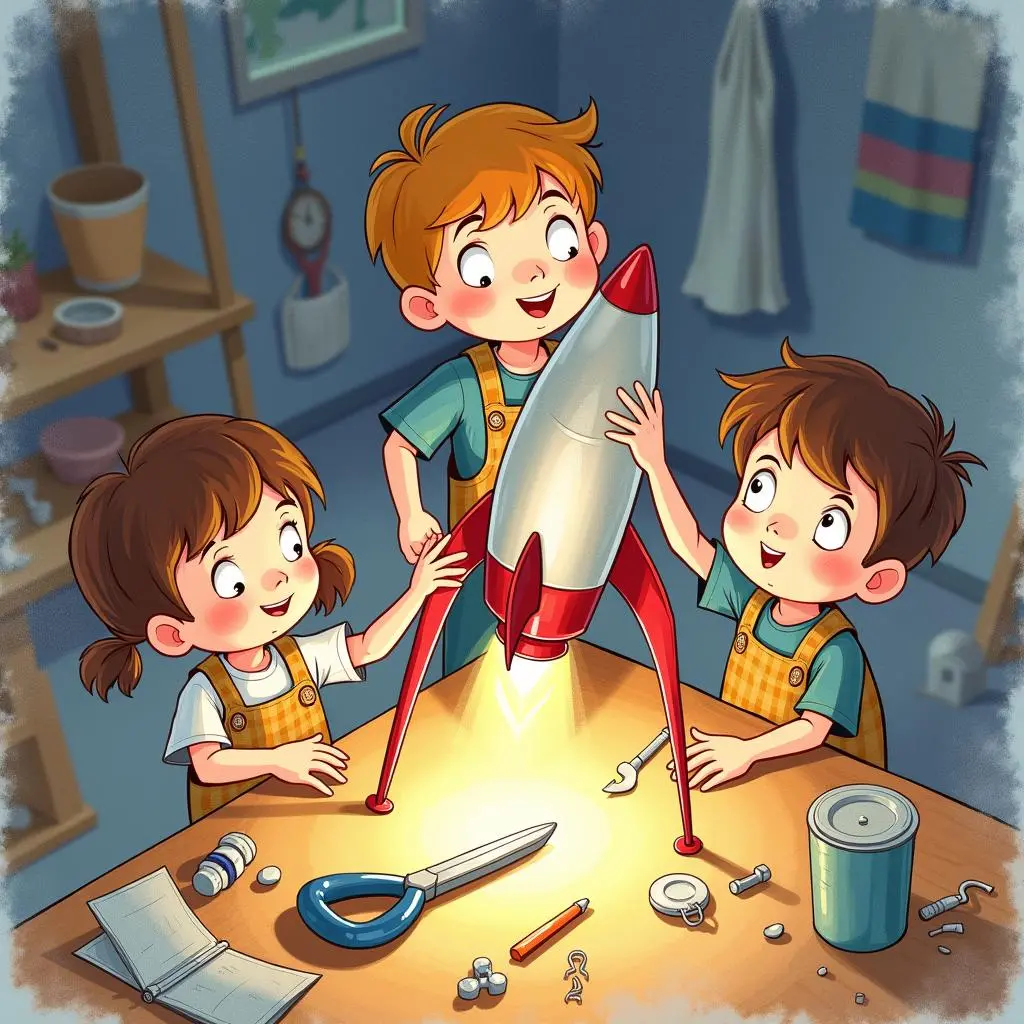 孩子们制作火箭