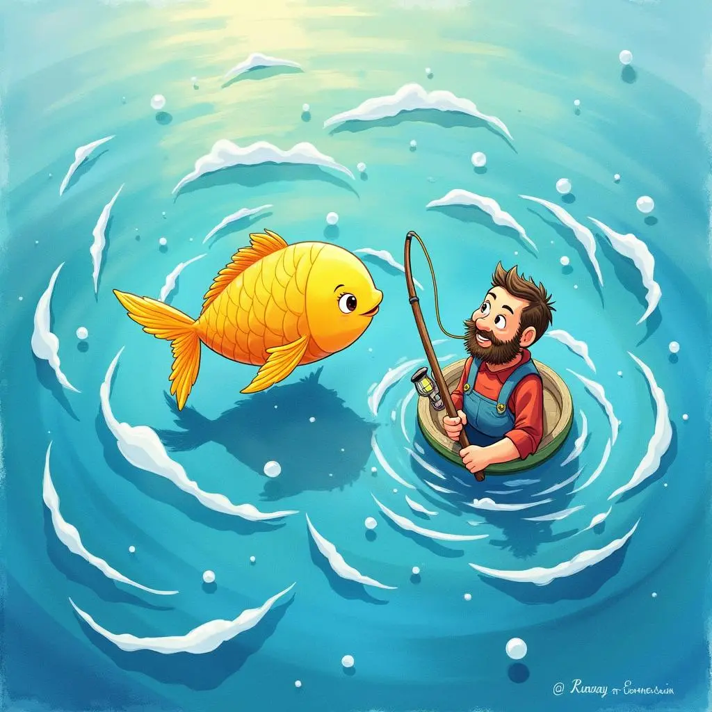 The Fisherman and the Goldfish | growth education | Bedtime Stories, image size:1024x1024